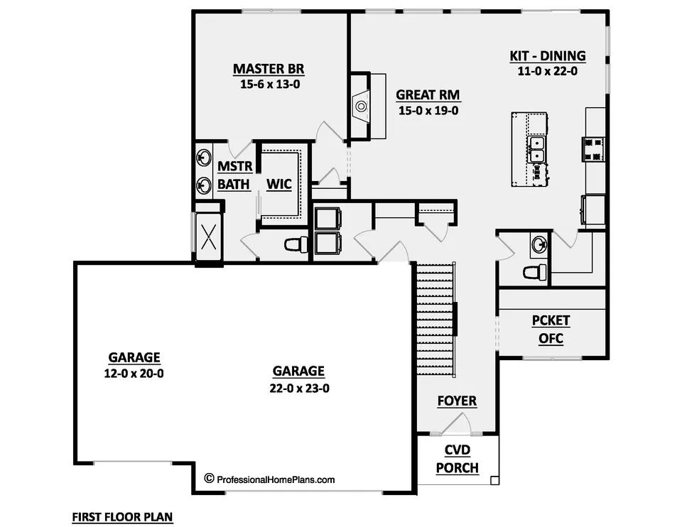 The Heatherstone main level floor plan